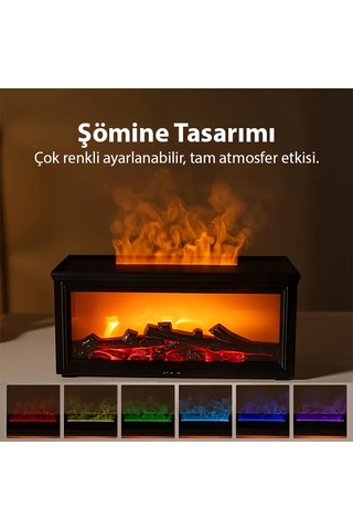 Ezere A4 Şömine Esintili Aromaterapi Difüzörü Ultrasonik Hava Nemlendici