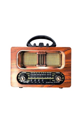 Ns-6635 Büyük Boy Retro, Nostaljik, Ahşap Tasarım Bluetooth Hoparlörlü, Şarjlı, Taşınabilir Fm/am Destekli Radyo -449