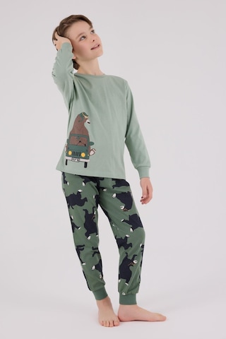 Rolypoly Erkek Çocukuzun Kol Pijama Takım Yeşil-1735 Yeşil