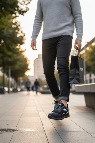 Enoch Erkek Spor Ayakkabı Jel Tabanlı Sneaker Şeffaf Taban Detaylı Yürüyüş Ve Koşu Modeli Siyah