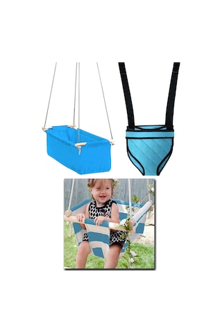 Indirimsmart Bundera Eko Üçlü Set Mavi Bebek Hamak Beşik Hoppala Zıpzıp Mavi