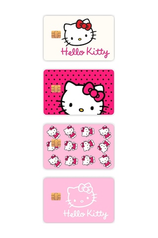 4 Adet Hello Kitty Kart Kaplama Sticker Kart Etiketi
