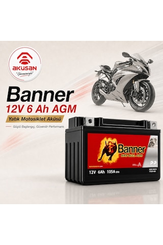Banner 12 V 6 Ah Yatık Motor Aküsü Btx7a-bs - Ytx7a-bs