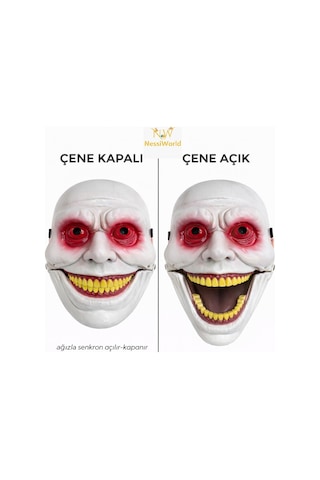 Hareketli Çene Mekanizmalı Korku Maskesi Kırmızı Diğer