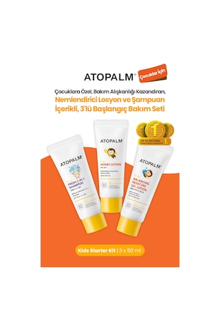 Çocuklar İçin Nemlendirici Losyon&şampuan İçerikli 3lü Başlangıç Bakım Seti Atopalm Kids Starter Kit