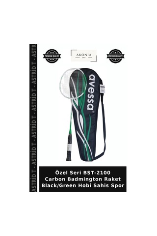 Özel Seri Bst-2100 Carbon Badmington Raket Black/green Hobi Sahis Spor