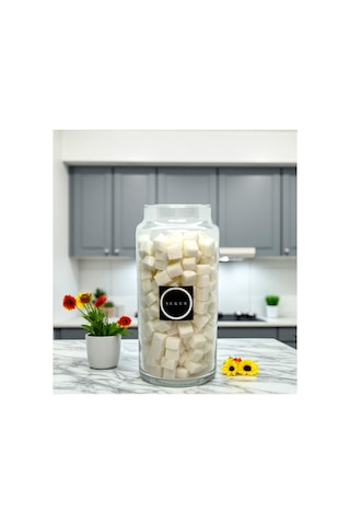 Ahşap Top Kapaklı Cam Şeker Saklama Kavanozu 1400 Ml Etiketi Hediyeli Çok Renkli