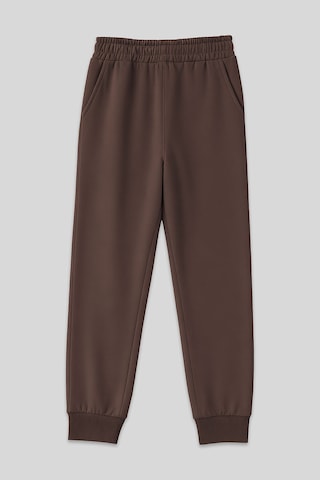 Tommy Life Kahverengi Yüksek Bel Jogger Rahat Form Manşetli Kadın Eşofman Alt - 94561