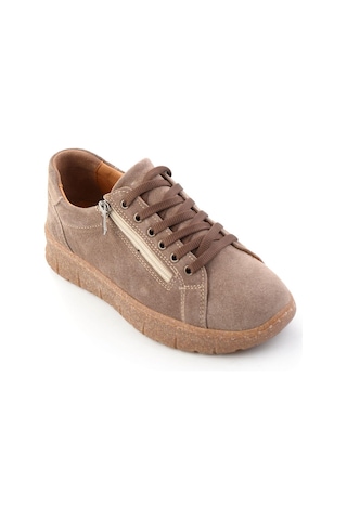 Bambi Kahve Süet Hakiki Deri Kadın Sneaker K01331200302