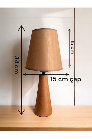 Bohem Ahşap Ayaklı Konik Abajur - Açık Kahverengi Açık Kahverengi