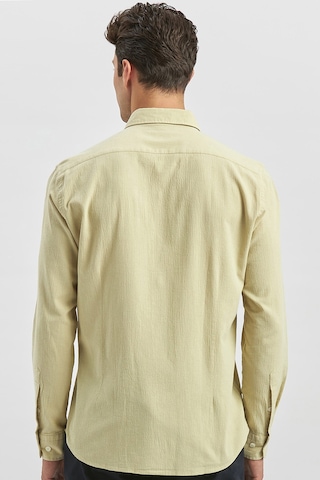İmza Açık Yeşil Uzun Kollu Gofreli Biyeli %100 Pamuk Casual Slim Fit Dar Kesim Gömlek 1004240247 Açık Yeşil