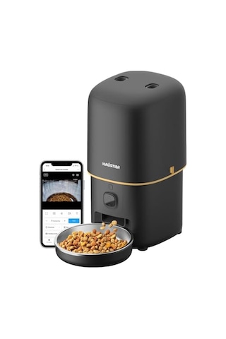 Haustier Pf05 Siyah Kameralı 1080p Fhd Gece Görüş Akıllı Otomatik Kedi Mama Kabı, Tuya App-wifi Uzaktan Kontrol,