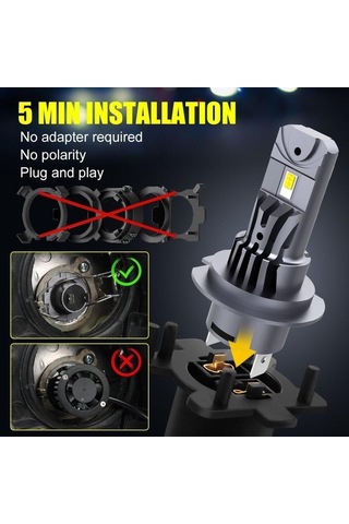 Didadodo Jms 2 Adet H7 Led Far Ampulü Mini Kablosuz 40000lm 6500k Csp Araba Lambaları H7 Turbo Led Otomobil 12v 12v