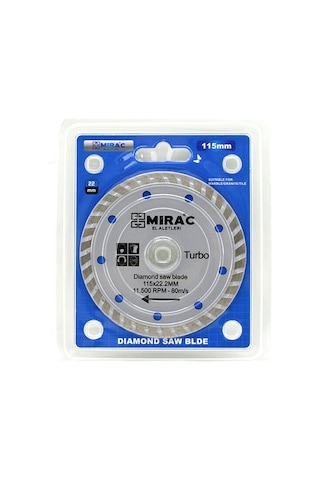 Mirac Or-tac Kesici Disk İnce Hassas Ve Turbo Kesici Ve Ceramıc 115mm X 22.2mm Mermer Spral Taşı
