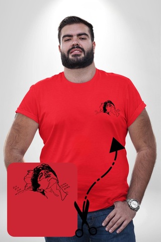 Angemiel Elio Ve Oliver Call Me By Your Name Kırmızı Büyük Beden Kadın Basic Minimal Baskılı Tişört Kırmızı