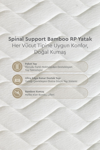 Yataş Bedding Spinal Support Bamboo Pocket Yaylı Ortopedik Yatak 90x190 cm