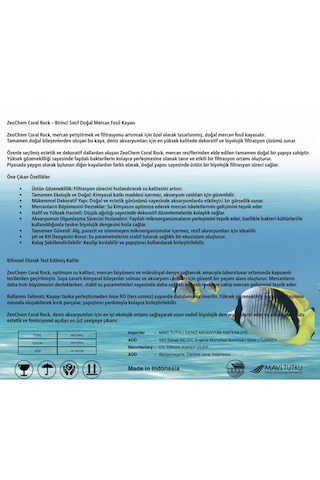 Zeochem - Coral Rock Doğal Mercan Fosil Kayası 10 Kg