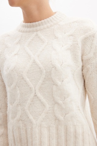 Peraluna Adelıne Sweater Bisiklet Yaka Saç Örgü Kadın Triko Kazak - Ekru-ekru Ekru