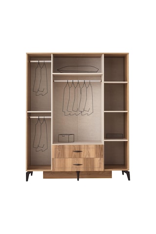 Hazar 4 Kapılı Aynalı Gardırop Elbise Dolabı 160x55x200cm