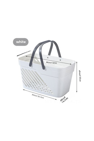 Qingmipy Büyük Kapasiteli Plastik Banyo Organizer: Yüksek Kaliteli, Süzgeçli, Taşınabilir, Kare Şekilli, Ev İçi Çeşitli Çeşitli Eşyalar İçin Depolama Sepeti Büyük Beyaz Diğer