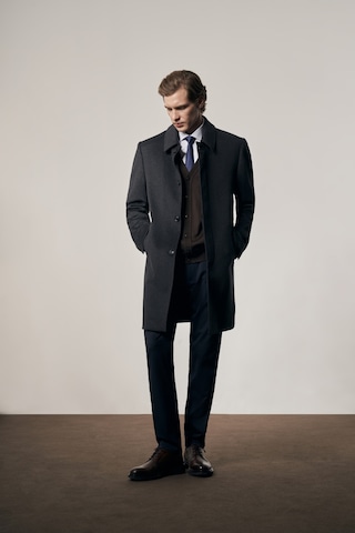 Koyu Antrasit 110 Cm Kaşe Düz Sırt Kapitoneli Astar Comfort Fit Classic Palto 1005255154 Koyu Antrasit