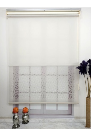 Bbb Lazer Kesim Çift Mekanizmalı Tül Stor Perde Krem Mlt5004 001