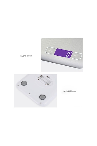 Tenfowee Lm-011 Yüksek Hassasiyetli Paslanmaz Çelik Mutfak Terazisi - 5kg Kapasiteli, Lcd Ekranlı, Aaa Pil İle Piller Hariç Gümüş
