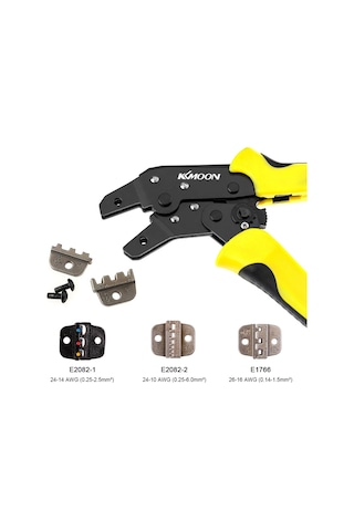 Geeksen Endüstriyel Ratchetlı İletken Pres Aleti, 0.14-1.5mm² Aralığında, Ergonomik Tasarım, Yüksek Karbon Çelik, Kolay Kullanım, Kesin Presleme Sarı