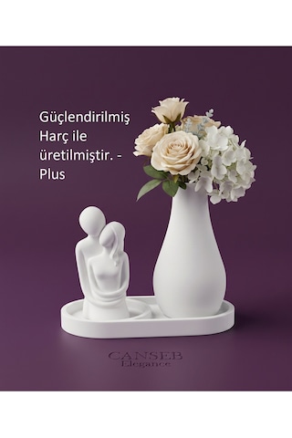 10cm Sevgili Biblo & 13cm Çiçek Vazosu - 17cm Tepsi - Üçlü Set 74425470