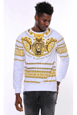 Wessi Beyaz Baskılı Taşlı Sweatshirt Beyaz