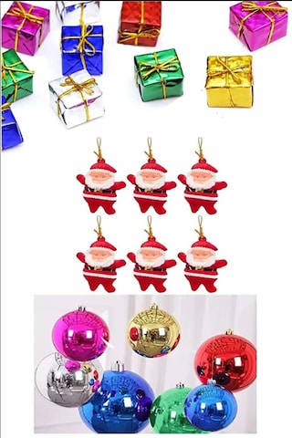 18 Parça Yılbaşı Ağacı Top Süs Noel Adam Top Süs Hediye Paketi