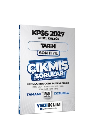 Yediiklim Yayınları 2027 Kpss Genel Kültür Tarih Konularına Göre Tamamı Çözümlü Son 11 Yıl Çıkmış Sorular