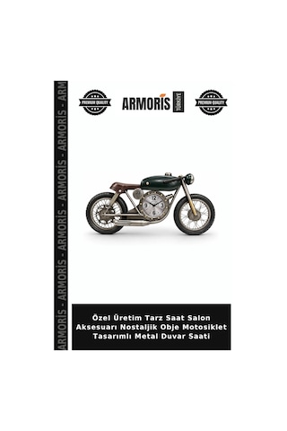Özel Üretim Tarz Saat Salon Aksesuarı Nostaljik Obje Motosiklet Tasarımlı Metal Duvar Saati