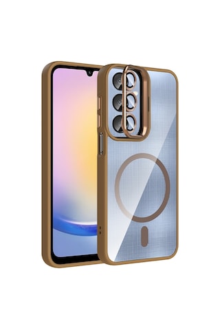 Galaxy Uyumlu A16 Kılıf Standlı + Kamera Lens Koruma Setli M-safe Şarj Özellikli Mkst Etro Desert Titanyum Desert Titanyum