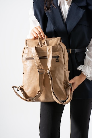 571 Collections Suni Deri Yıkama Sırt Çantası Poliüretan Bej Model: 571-14-16ı Bej