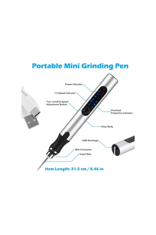 Cam Takı Ahşap Tırnak Gravürü İçin Elektrikli Gravür Kalem Seti