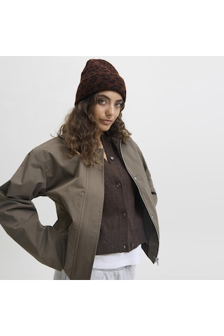 Jack & Jones Kadin Leopar Desenli Örgü Bere - Molly - 12286724 Toasted Coconut