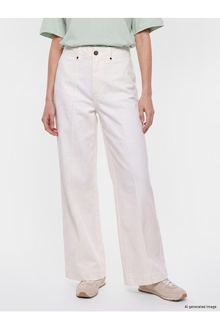 Lcw Modest Ekru Wideleg Kadın Jean Pantolon