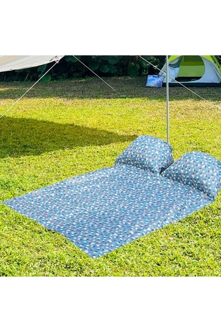 Homyl Baş Destekli Piknik Örtüsü Çim Yürüyüşü İçin Mavi 145x210cm Mavi