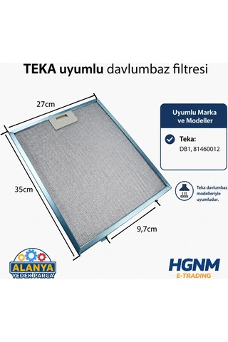 2 Adetteka 81460012 Uyumlu Davlumbaz Yağ Filtresi 270x350 Mm Alüminyum Metal Filtre Enerji Sınıfı A Çok Renkli