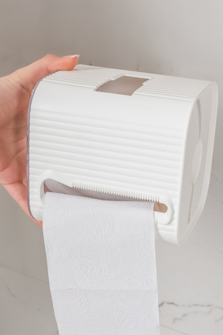 Porsima 2li Banyo Seti Yapışkanlı Banyo Tuvalet Kağıtlığı Tuvalet Fırçası Peçetelik Tuvalet Fırçalığı Beyaz Gri Beyaz - Gri
