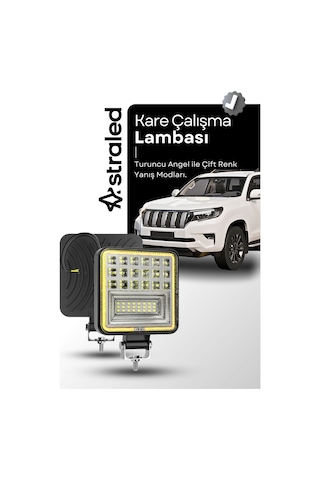 126w 12-24 Volt Kare Sis Farı Drl Sarı Oto Çalışma Lambası Atv Kamyon Tır Traktör Offroad