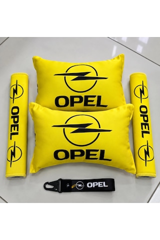 Opel Sarı İkili Yastık Ve Kemer Kılıfı Seti Ve Anahtarlık