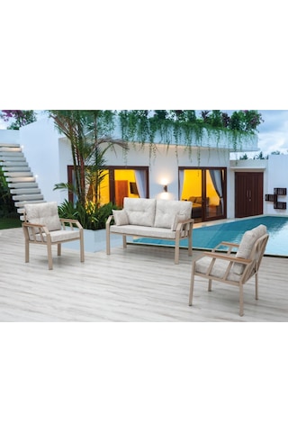 Tu Tienda Kapiçino Metal 2+1+1 Demonte Bahçe,balkon Takımı Bej