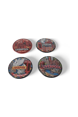 Liverpool Magnet Set 1 - 4'lü Buzdolabı Magnet Liverpool Karışık Renkli