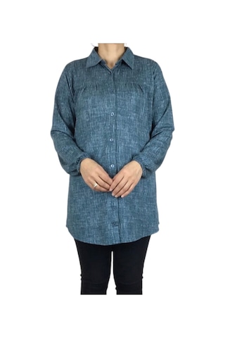 Mevsimlik Kolları Lastikli Boydan Düğmeli Gömlek Yeşil