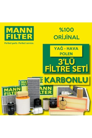 Toyota Corolla Uyumlu 1.33 1.6 Mann-Filter Filtre Bakım Seti 2007-2018