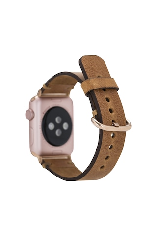 Apple Uyumlu Watch Deri Kordon 38-40-41mm Roma G19 Taba