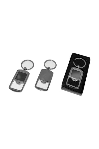 Özel Üretim Promosyon Logolu Hediyelik Kurumsal Şık Gümüş Metal Açacaklı Anahtarlık Metal 99003553