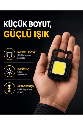 Led Mini Anahtarlık Fener 1000 Lümen Güçlü Işık Ve Usb Type-c Şarjlı Yeni Nesil Tkndy-bsva4969